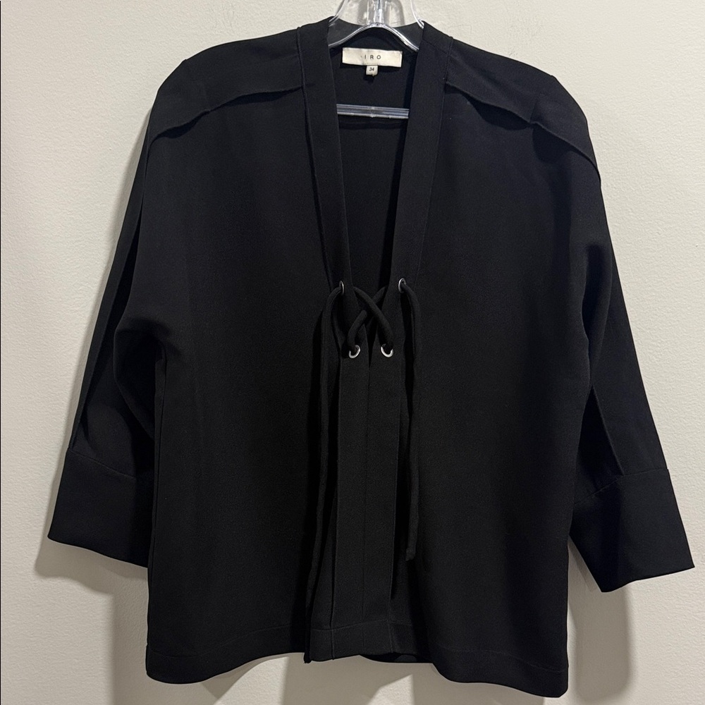 IRO Black Women's Blouse with Tie Detail